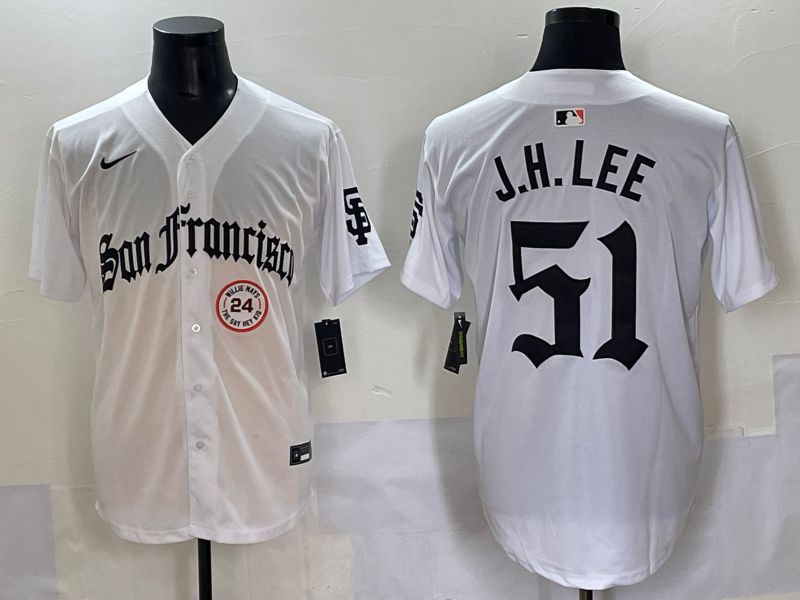 Men 2025 San Francisco Giants #51 J.H.Lee White Five generations Joint Name Nike MLB Jersey style 11->san francisco giants->MLB Jersey